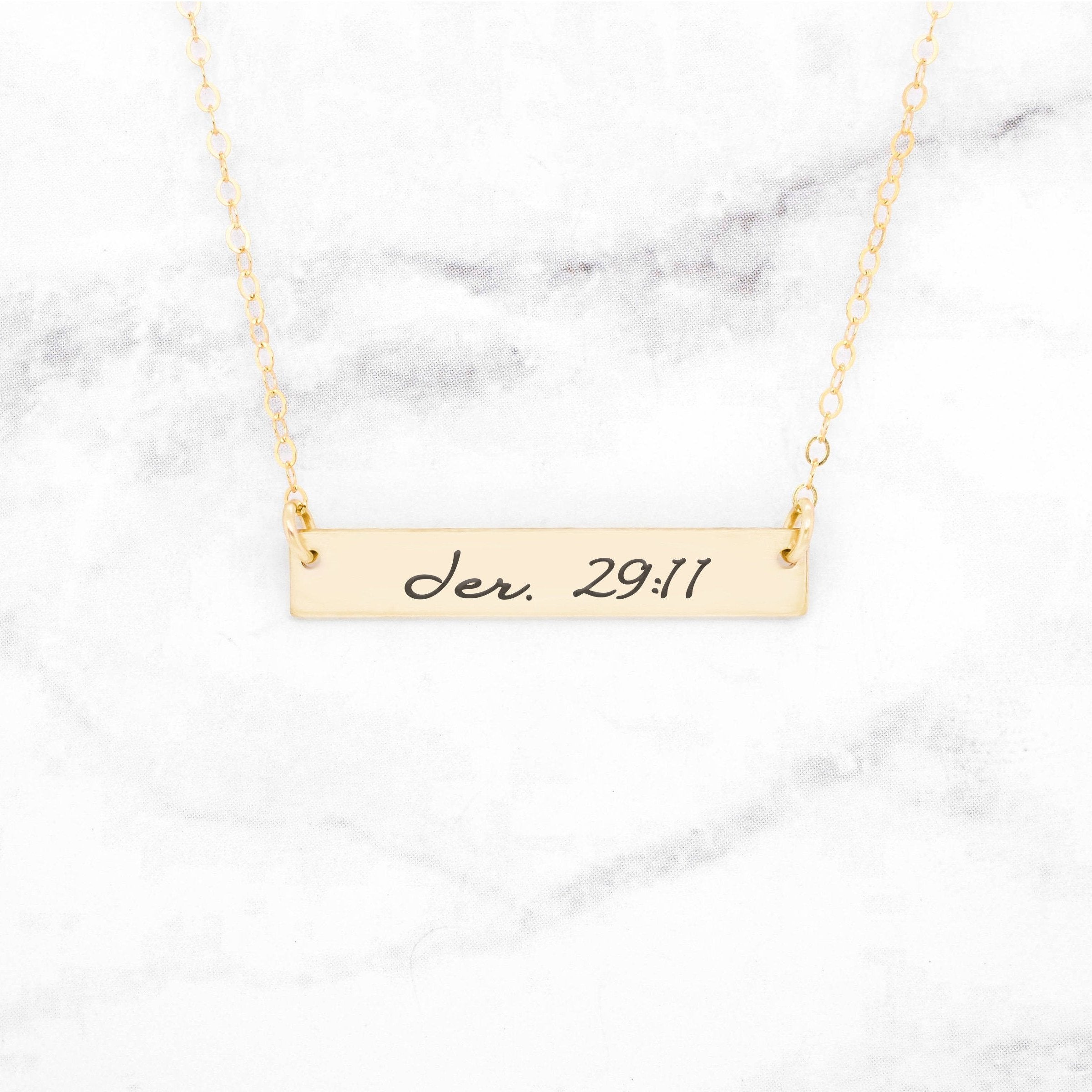 Bible Verse Necklace - Rose Gold Bar Necklace