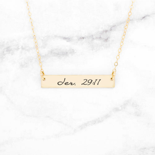Bible Verse Necklace - Rose Gold Bar Necklace