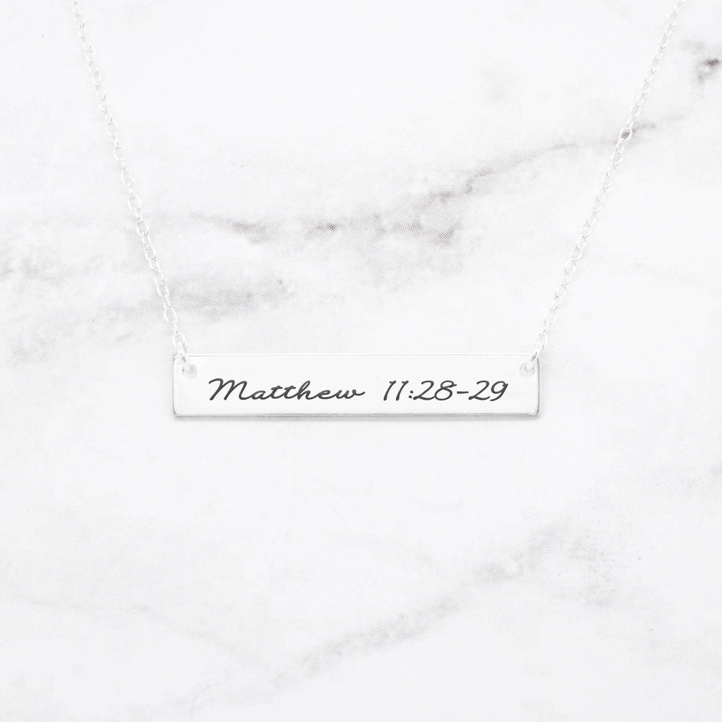 Bible Verse Necklace - Rose Gold Bar Necklace
