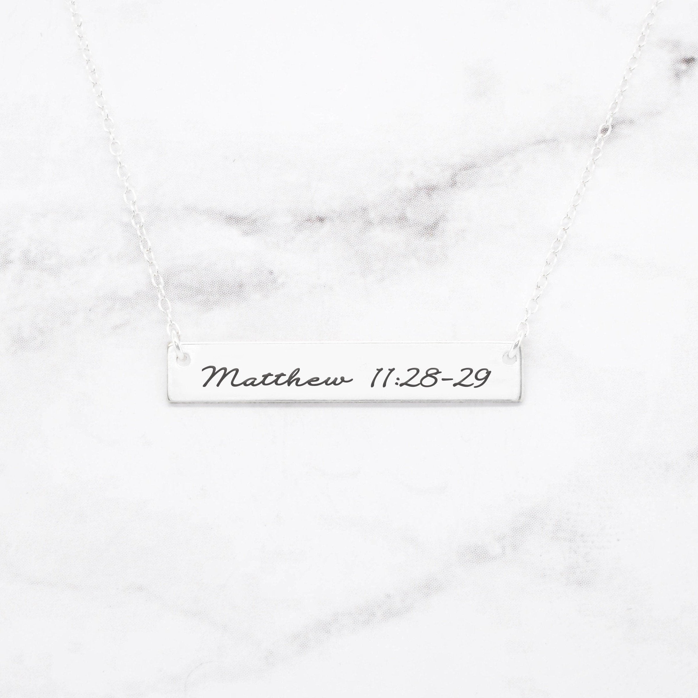 Bible Verse Necklace - Rose Gold Bar Necklace