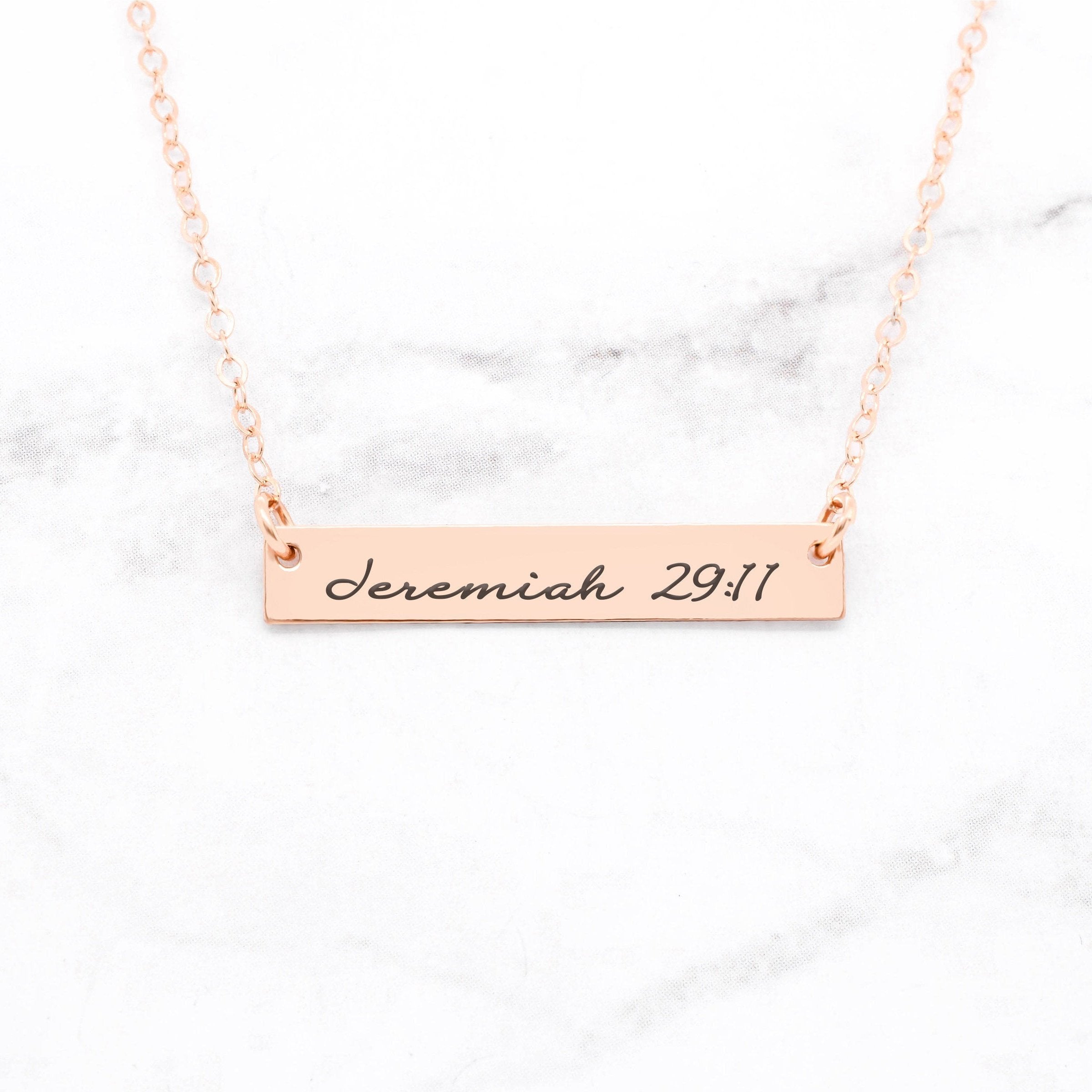 Jeremiah 29:11 Necklace - Gold Bar Necklace